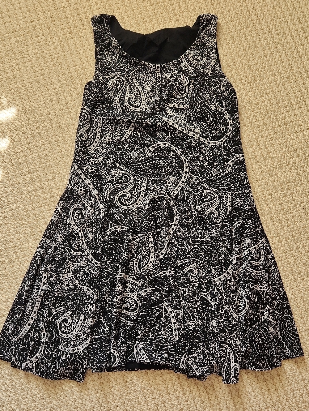 Classic Black & White Paisley A-Line Dress